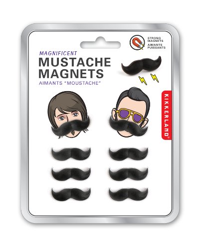 Kikkerland Mustache Magnets, Set of 8 (MG27) Kikkerland Mustache Magnets, Set of 8 (MG27)