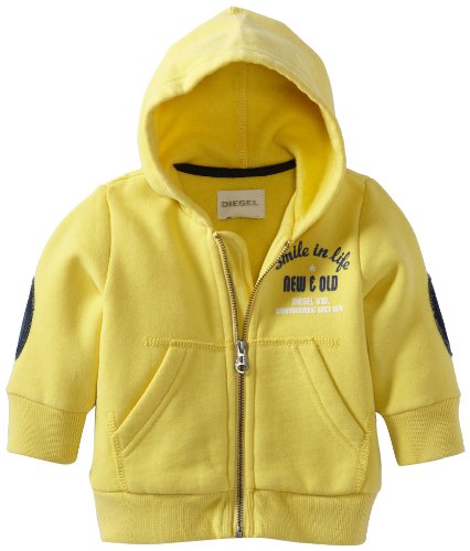 Diesel Baby-boys Infant Sewyb Heavy Dyed Zip Hoodie Smile In Life, Yellow, 6 Months
