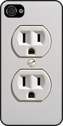 Rikki KnightTM Funny Electrical Outlet iPhone 5 Case Cover (Black Rubber with bumper protection) for Apple iPhone 5 Universal: Verizon – Sprint – AT&T-Unisex
