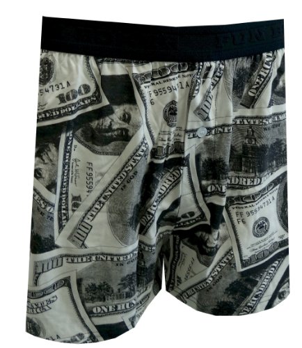 Benjamin Photo BLK/WHT Hundred Dollar Bills Boxers for men (Large)