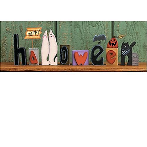 Happy HALLOWEEN wooden word Blocks Decor