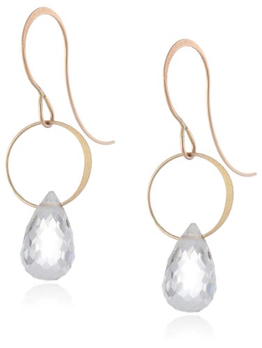Melissa Joy Manning 14k Gold White Topaz Single Drop Earrings