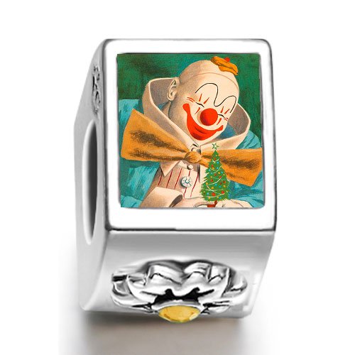 funny Christmas clown November birthstone photo flower charm beads