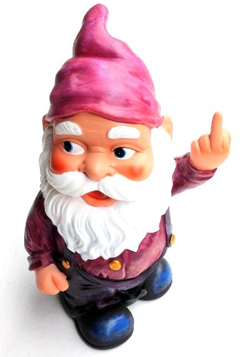 Funny Gnome– Unique Garden Gnome!!– Middle Finger Gnome!! (8″ Tall, Middle Finger)