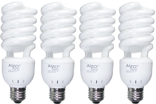 Full Spectrum Light Bulbs – Alzo 27W Compact Fluorescent Cfl – Pack Of 4 – 5500K- Alzo Joyous Light Daylight Pure White Light – 1300 Lumens