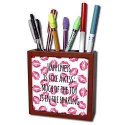 InspirationzStore Inspirational Quotes – Happiness is like a kiss – much of the joy is in the sharing – fun romantic sayings – quotations – Tile Pen Holders-5 inch tile pen holder