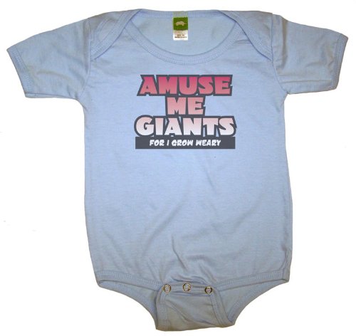 Oddi-Tees AMUSE ME GIANTS Baby Funny Romper Snapsuit Onesie – Blue 6/12 Month