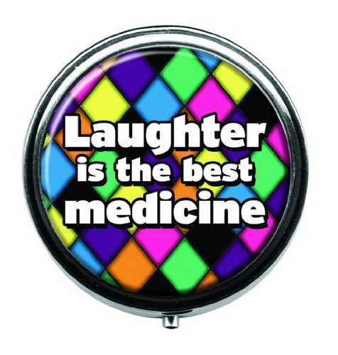 TRENDY “LAUGHTER IS THE BEST MEDICINE” PILL CASE VITAMINS ORGANIZER PILLBOX
