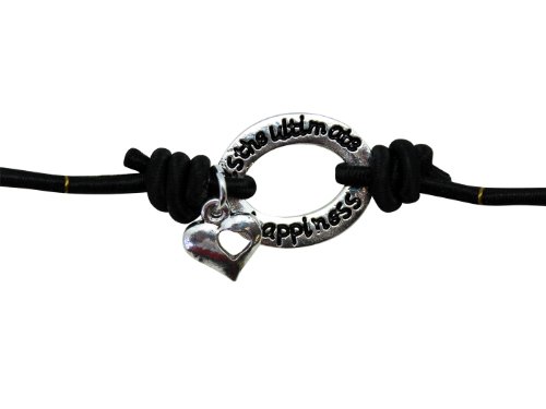To Be loved Is Happiness Bracelet – Stretchy Love Quotes Bracelet (Black)