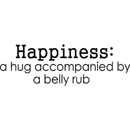 Happiness A Hug And A Belly Rub Vinyl Decal