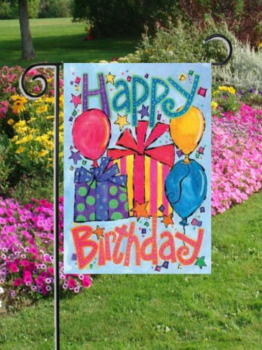 Happy Birthday – Gifts & Balloons Garden Size 12 Inch X 18 Inch Decorative Flag