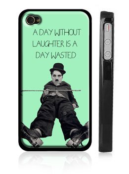 Mint Charlie Chaplin Quote iPhone 4s Case – “A day without laughter is a day wasted” Quote iPhone 4 Cover