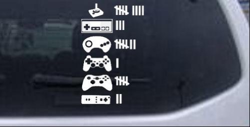 Video Game Controller Keeping Count Funny Car Window Wall Laptop Decal Sticker — White 18in X 10.8in