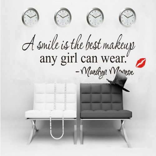 A smile is the best makeup-MARILYN MONROE WALL STICKER PAPER QUOTE DECAL ART Decor