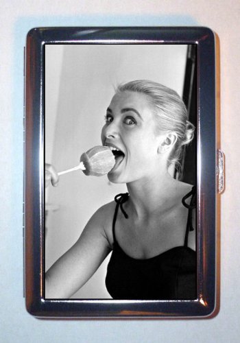 Grace Kelly Eats Fruit Funny Sexy 1950s B&W Photo Double-Sided Cigarette Case, ID Holder, Wallet with RFID Theft Protection