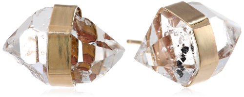 Melissa Joy Manning 14k Gold Bezel Wrapped Extra Large Herkimer Diamond Stud Earrings