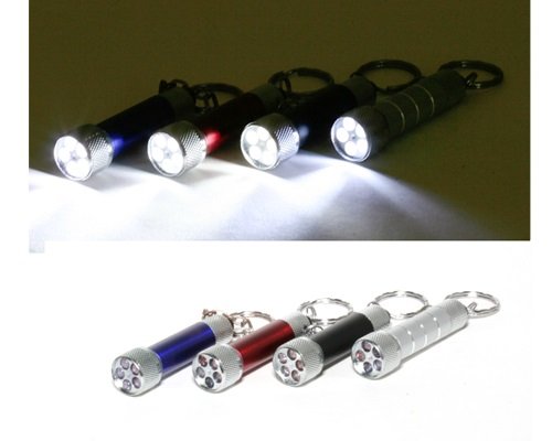 Mini Torch 5 LED Flashlight Keychain Assorted Colors