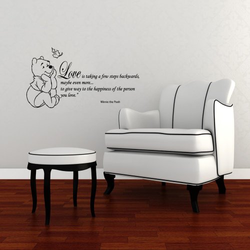 Housewares Vinyl Decal Winnie the Pooh Quote Love Happiness Home Wall Art Decor Removable Stylish Sticker Mural Unique Design for Room Baby Kid Nursery
