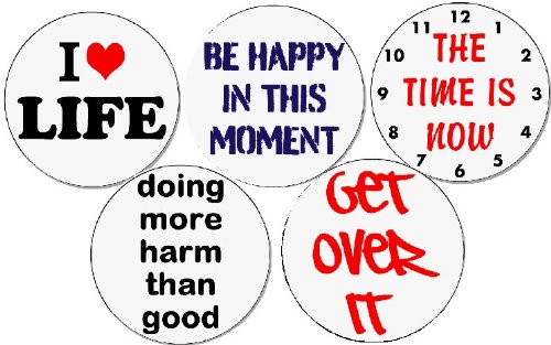 Set of 5 Inspirational Life Quotes Happiness 1.25″ Pinback Buttons Pins / Badges – Set #1