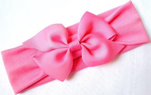 3.5″ Pinwheel Bow Headband (2″ Cotton/Nylon Blend (Newborn – 2 Years), Hot Pink)