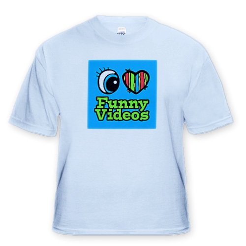 Bright Eye Heart I Love Funny Videos – Toddler Light-Blue-T-Shirt (4T)