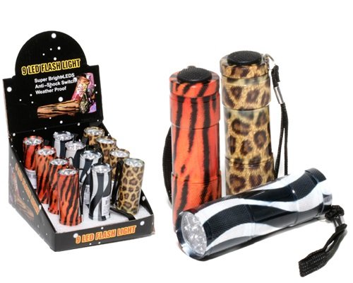 Animal Print 9 LED 3.5 Inch Flashlight Assorted Prints