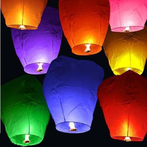 20 Chinese Sky Fly Fire Lanterns Wish Party Wedding Birthday Multi Color