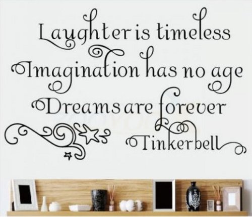 Toprate(TM) Laughter is timeless, Imagination has no age, Dreams are forever -Tinkerbell vinyl lettering wall quote sticker Home Decal For Children’s Room