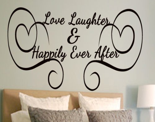 Love Laughter and Happily Ever After Vinyl Wall Art Decal Wall Saying Sticker Home Décor Black Matte