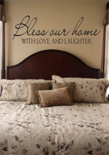 Design with Vinyl Design 212 – Black Bless Our Home with Love and Laughter. Wall Sticker Decals, 14-Inch By 40-Inch, Black