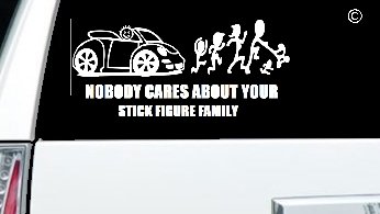 Stick Family Sticker Decal-Auto-Window Graphics-Nobody-New VW Bug-Funny Bumper Sticker Christmas Sale Holiday Gift Stocking Stuffer