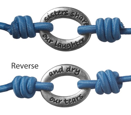 Sisters Share Our Laughter and Dry Our Tears Inspirational Positive Energy Stretch Wrist Band by Jewelry Nexus, Blue