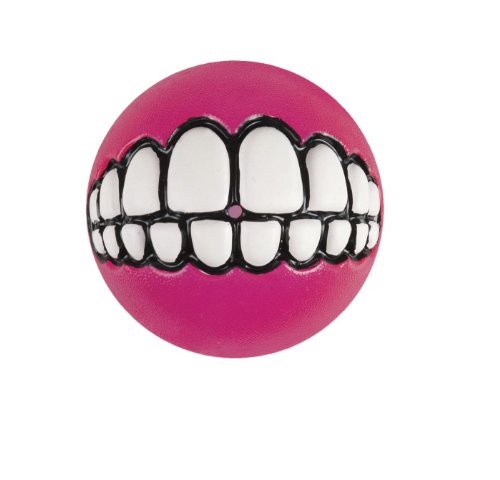 Rogz Grinz Dog Toy Ball to Hide Treats, Small, Pink