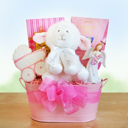 Joyous Day Baby Girl Christening Gift Basket