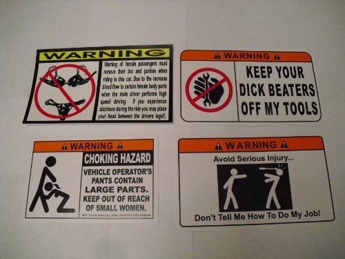 Combo Set Fun Decals Warning Sticker, Decal, Funny, Adult Work Office