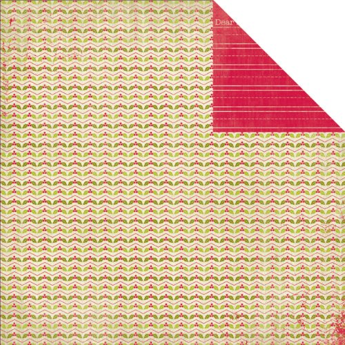 Joyous Double-Sided Cardstock 12″X12″-Decorate Holly Leaf Chevron/Red Ledger