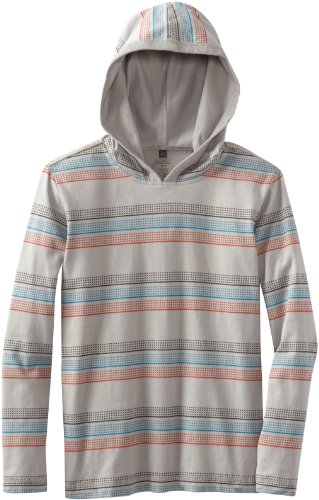 Tea Collection Boys 8-20 Long Sleeve Stripe Happy Hoody, Storm Grey, 10