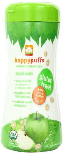 Happy Baby Organic Puffs, Apple Puffs, 2.1-Ounce Container (Pack of 6)