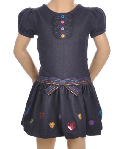 Samara “Joyous Hearts” Dress – denim blue/navy, 2t