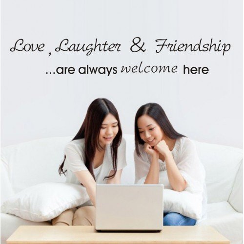 WallStickersUSA Wall Sticker Decal, Love Laughter and Friendship, Medium
