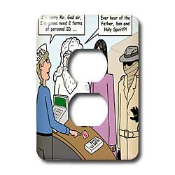 Rich Diesslins Funny Religious Light Cartoons – God Id Needed at Video Check-Out – Light Switch Covers – 2 plug outlet cover