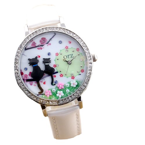 uwatch bling bling handmade Polymer Clay 3D watch- joyful cat