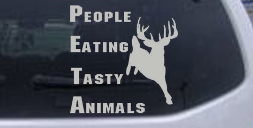 6in X 6in Silver — PETA People Eating Tasty Animals Funny Hunting And Fishing Car Window Wall Laptop Decal Sticker