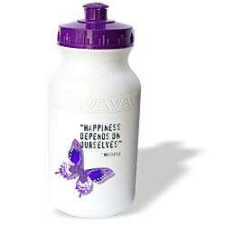 Patricia Sanders Creations – Happiness Quote Purple Butterfly Inspiration Spirituality – Water Bottles