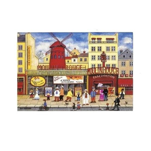 Paris Illustration poster Moulin Rouge – joyous, naive and colorful Paris poster by Bin Kashiwa