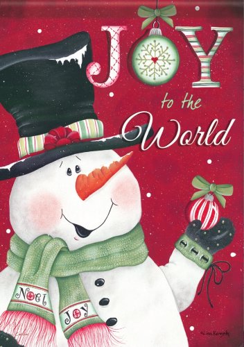 Winter Christmas Joy To World Snowman Double Sided Garden Flag 13 x 18