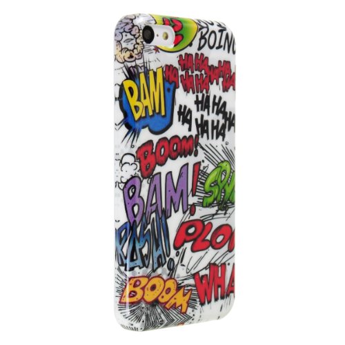 Okeler White Mystery Funny Cartoon Colorful Word Skin Case Cover for Apple iPhone 5C with Free Pen