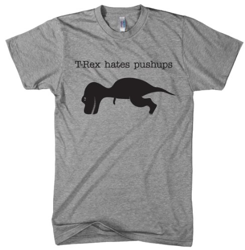 T-Rex Hates Pushups T-Shirt Funny Dinosaur Shirt (Grey) 4XL