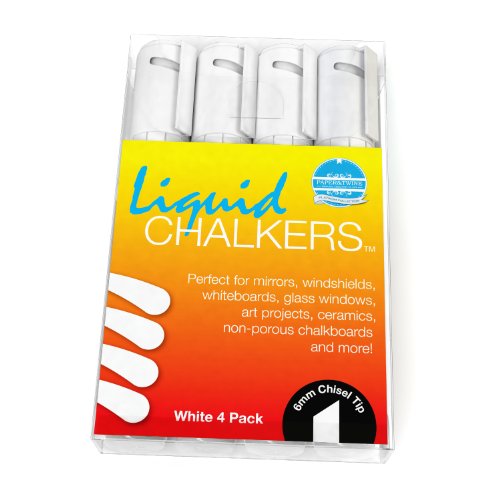 Liquid Chalk Markers – Strong, Bold White 4 Pack of Liquid Chalkers with 60 Day Happiness Refund Guarantee – Wet Erase Marker Pens with Chalk as Ink – The Reliable, Strong 6mm Chalk Pen