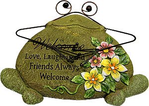 “Welcome: Love, Laughter . . .” Garden Frog Stone 12″W x 9″H [Pack01]